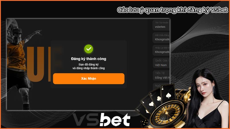 Các lưu ý quan trọng khi đăng ký VSbet